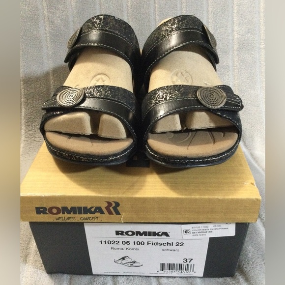Romika Fidschi 22 Black Gold Women's Sandals EU 37 US 6 to 6.5 - Picture 3 of 13